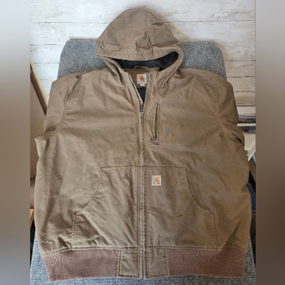 Carhartt Men's 2XL Brown Duck Active Jacket Hooded Thinsulate‎